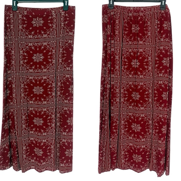 Elegant Red Paisley Maxi Skirt by Kiss & Cry - Picture 1 of 2